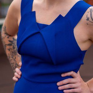 Roland Mouret 2000s Blue Bodycon Dress, Size 4